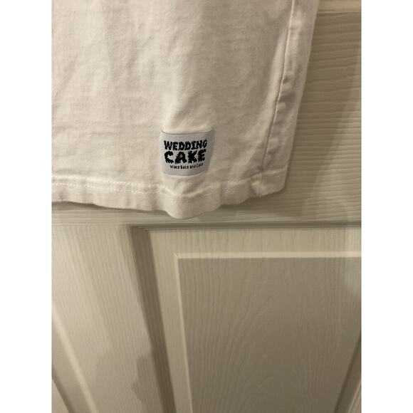 Men's Wedding Cake Wake Bake and Cake Melting Cake Embroidered tee,M - Picture 4 of 6